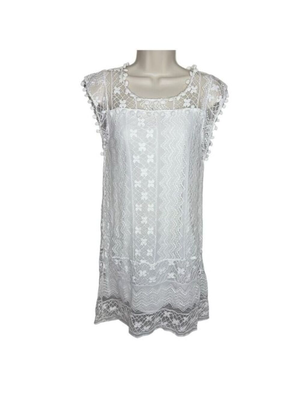 Gamiss Women’s White Floral Lace‎ Sleeveless Dress Size XL